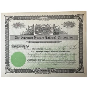Antique The American Niagara Railroad Corporation Stock Certificate Unissued - Picture 1 of 6