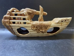 Vintage NOS Aquarium Fish Tank Decoration Ceramic Figure Ship 10” Aquarium Decor - Picture 1 of 24