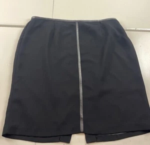 Ashley Stewart Skirt Women Size 22W Black Office Career Faux Leather Trim - Picture 1 of 13