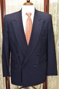 Vtg Lubiam 40 R Super 100s wool double breasted nickle metal button blazer b3j7* - Picture 1 of 7