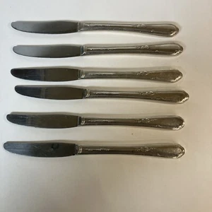 Wm A Rogers Oneida Meadowbrook Heather SilverPlate LOT Of 6 Dinner Knives - Picture 1 of 5