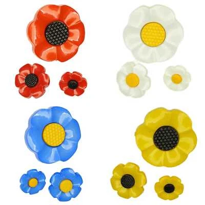 Large Flower Buttons Poppy Daisy Sunflower Forget Me Not BUY 2 4 Or 8 320D - Image 1 of 4