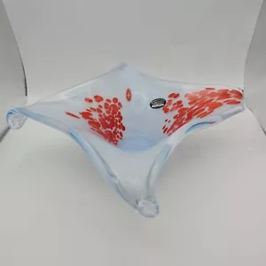 Murano Splash Trinket Dish Blue Red Yellow White Made in Italy Abstract Large - Picture 1 of 9