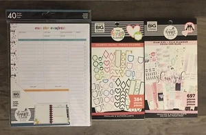 Lot of 3 The Happy Planner 40pc Paper,384pc shape stickers & 697pc stickers - Picture 1 of 2