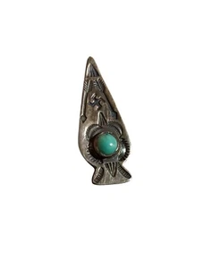 Vintage Navajo Indianer Donnervogel Türkis handgestempelt Silber Brosche Anstecknadel - Bild 1 von 4