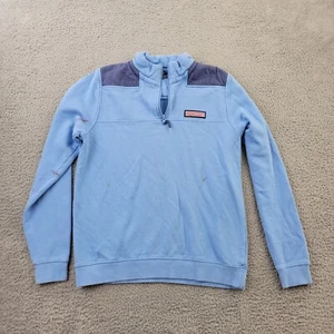 Vineyard Vines Sweatshirt Girls XL 18 Blue Cotton Pockets 1/4 Zip Long Sleeve - Picture 1 of 13