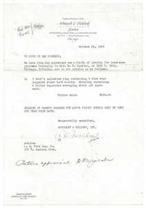 1950 Arbogast & Holdorf Jewelers Letterhead Insurance Appraisal Sapphire Ring JJ - Picture 1 of 2