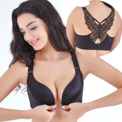 Sutiã feminino com fecho frontal beleza sem costura costas push up sexy bralette sem fio - Imagem 1 de 4