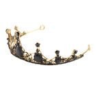 Baroque Crystal Tiara Headdress for Bride (Black)