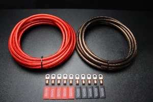 4 GAUGE WIRE 10FT RED 10 FT BLACK SHINNY 10PCS COPPER 5/16 RING HEATSHRINK - Picture 1 of 6