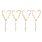 4er Set Perlenkreuzarmbänder mit Kruzifix und Medaille für Damen und Herren