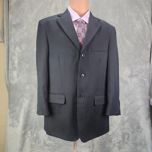 Linea Uomo Blazer Men's 40S Black Sport Coat Jacket 3 Button 100% Wool - Picture 1 of 15