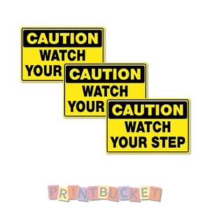 Caution Watch Your Step sticker 100mm 3 pack quality water/fade proof vinyl - Picture 1 of 1
