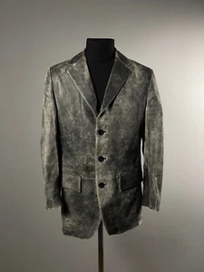 Giacca blazer Hugo Boss uomo grigio pelle di agnello invecchiato 3 bottoni taglia M - Foto 1 di 13