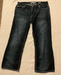 BKE Tyler Bootleg Jeans Pants Mens 38S Blue Denim Stretch Straight Fit - Picture 1 of 5