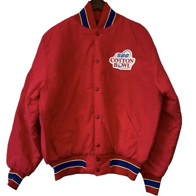 Vintage SBC Cotton Bowl Classic Performance Team Red Bomber Jacket Football Sz L - Image 1 of 4