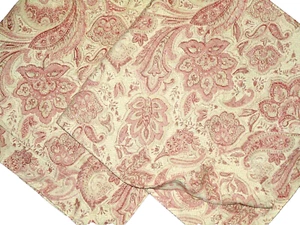 RESTORATION HARDWARE ITALIAN ANTIQUED FLORAL RED TAN (2) EURO PILLOW SHAMS 26" - Picture 1 of 7