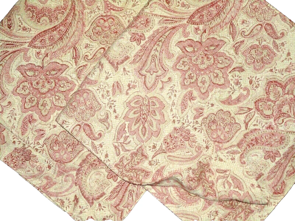 RESTORATION HARDWARE ITALIAN ANTIQUED FLORAL RED TAN  (2) EURO PILLOW SHAMS 26" - Image 1 of 4