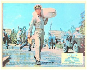 PT 109 ORIGINAL LOBBY CARD CLIFF ROBERTSON AS JOHN F KENNEDY WITH SEA BAG