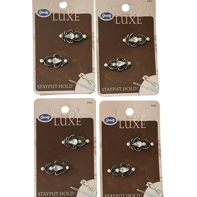 Goody Luxe Lote 8 Piezas Perla Blanca Cristal Antiguo Oro 2" Correas Clips Foto 1 de 4