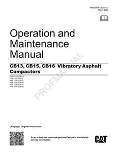 Caterpillar CB13 CB15 CB16 Vibratory Asphalt Compactor Operators Manual - Picture 1 of 1