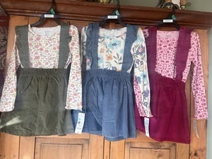 LOT - 3 NWT 5T Child of Mine Long Sleeved Shirts with Pinafores and 4-6 Sz Tight - Picture 1 of 11