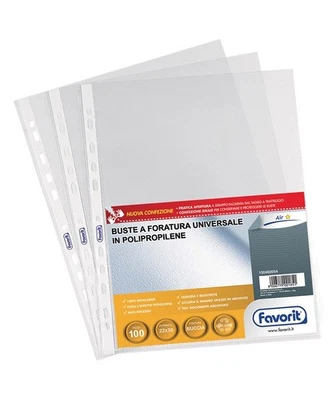 Favorit Buste Trasparenti A4 100 Pezzi Finitura Buccia d Arancia con spessore - Immagine 1 di 4