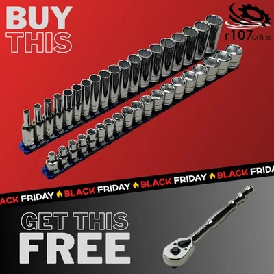 Blue Point 3/8" Shallow & Deep Socket 6mm-24mm with FREE Blue Point Ratchet - Image 1 of 4