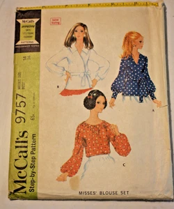 vintage blouse waist neck options sz 14 McCall's 9757 Sewing Pattern  1969 cut - Picture 1 of 7