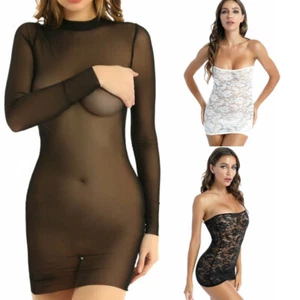 iiniim Damen Transparent Minikleid Bodycon Nachtwäsche Strand Party Bikini Cover - Bild 1 von 35