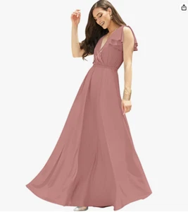KOH KOH Womens Long V-Neck Ruffle Sleeveless Bridesmaid Prom Gown Maxi Dress 2X - Picture 1 of 5