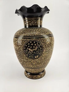 Vintage 11" Metal Hand Etched Decor Vase - Picture 1 of 6