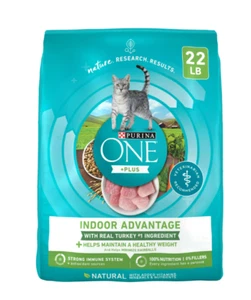 Purina ONE Plus, Indoor Advantage, Dry Cat Food, Turkey, 22 lbs Bag - Picture 1 of 5