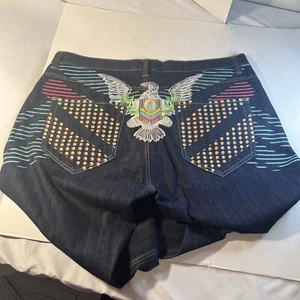 Miskeen Embroidered Jeans Eagle Wrap Around Print 44x26 - Picture 1 of 10