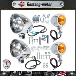 Chrome Passing Driving Spot Fog Lamp Turn Signal Light For Motorcycle - Foto 1 di 9