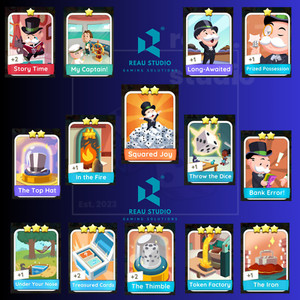 Monopoly GO 1/2/3 Star Sticker Card ⭐⭐⭐ Set 1-8 ⚡ FAST ⚡ (Read Description)