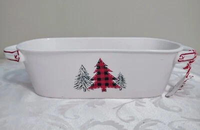 Christmas Winter Wishes White With Red Ceramic Serving Dish - Image 1 of 2