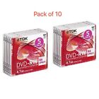 TDK Blank DVD-RW discs 2x - 6x 4.7GB 120 mins Rewritable Slim Case  Pack Of 10