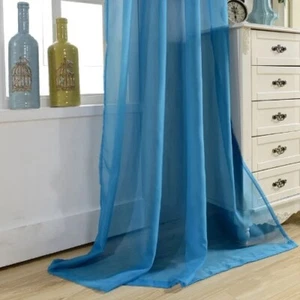 Solid Color Sheer Voile Curtain for Living Room Kitchen Modern Window Drapes - Picture 1 of 25