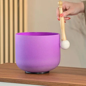 Tazón de canto de cristal de color púrpura CVNC 6"" B corona chakra para curación de sonido - Imagen 1 de 6