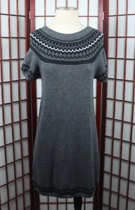 BCBG Maxazria Sweater Dress Size Small Gray Black White Fair Isle Wool Blend - Picture 1 of 7