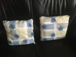 2er Set Kissenbezüge Sofakissen Zierkissen blau kariert, ca. 37 x 37 cm, Vintage - Bild 1 von 2