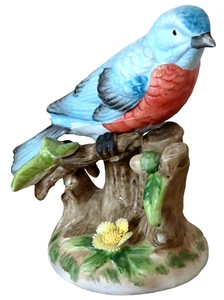Bluebird & Flowers Keramik handbemalt Vogel Figur Royal Meridian™ fehlerfrei - Bild 1 von 6