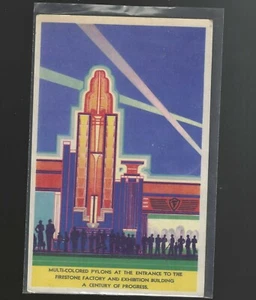 1934 Chicago World's Fair Postcard - multi colored Pylons at Firestone #2 - Picture 1 of 2