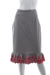 Altuzarra Baumwollrock mit besticktem Saum Gingham/schwarz/weiß - Bild 1 von 4