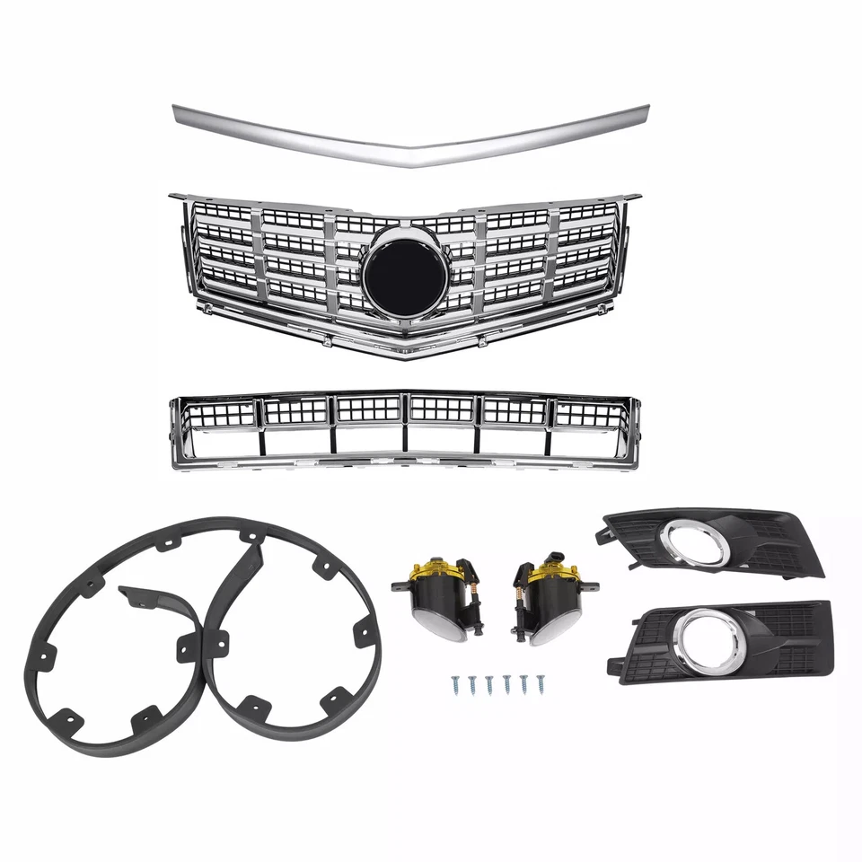 For Cadillac SRX 2013-2016 Front Grille Fog Lights & Bezels/ Lower Deflector Set Foto 1 de 4