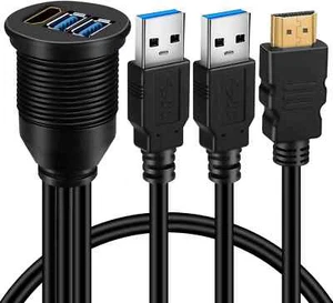 Dual USB 3.0 & HDMI Stecker auf Buchse Auto USB Unterputz Verlängerungskabel USB 3.0 D - Bild 1 von 7
