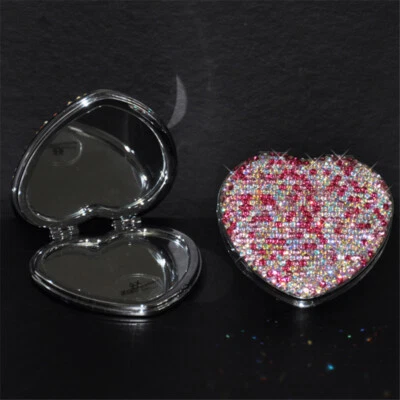 Glitzer Kristall Diamonds Makeup Spiegel Tragbar Kompakt Handmade Geschenk Süß - Bild 1 von 4