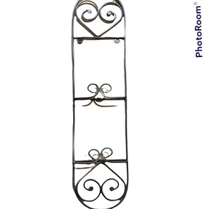 "Estante de placas vertical de 2 placas plateado hierro forjado motivo corazón 32x8x2""" - Imagen 1 de 5