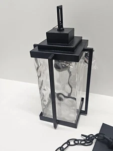 Outdoor Pendant Light Modern Exterior Hanging Porch Lantern Sanded Black Alumi - Picture 1 of 7